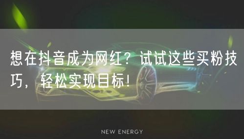 想在抖音成为网红？试试这些买粉技巧，轻松实现目标！