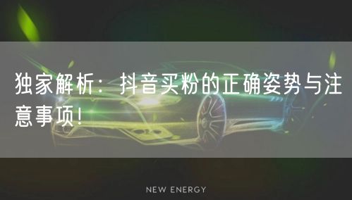 独家解析：抖音买粉的正确姿势与注意事项！